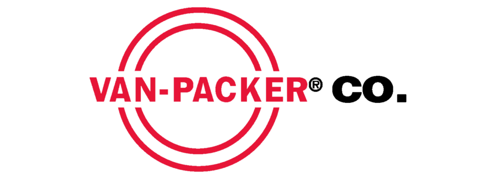 Red "VAN-PACKER" text centered inside a double red circle, with "COMPANY" in black capital letters to the right.