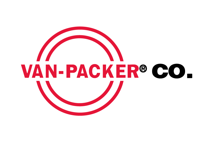 The logo features two red concentric circles with "VAN-PACKER®" in red and "CO." in black, all in bold capital letters, centered on a white background.