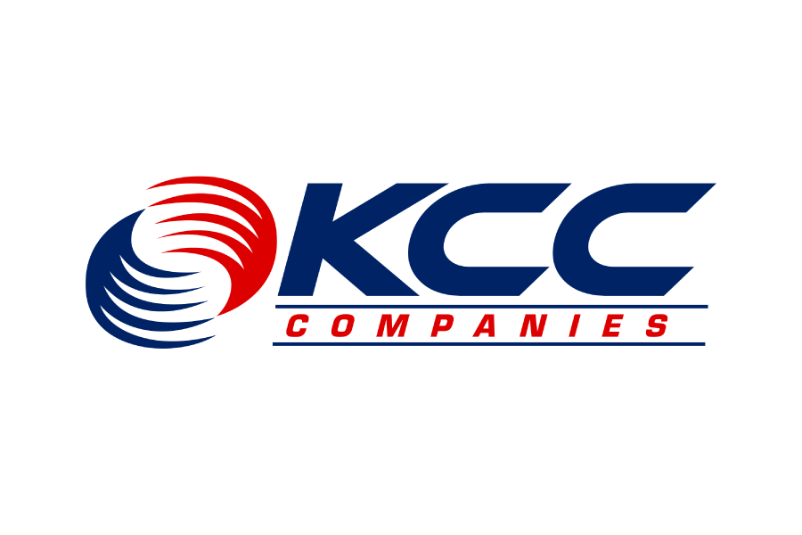 KCC Companies logo with blue text and a circular red and blue graphic to the left; the word “COMPANIES” appears in red below “KCC.”.